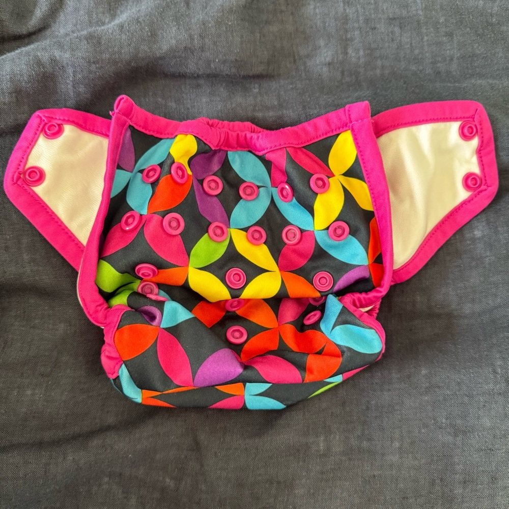 Pink and Black Diaper Cover with Elastic Openings
